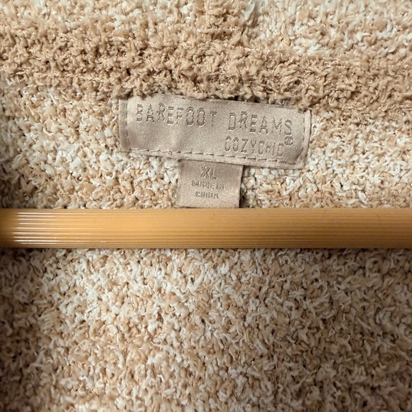 Barefoot Dreams Tan and Cream Hooded Cardigan - Picture 3 of 3